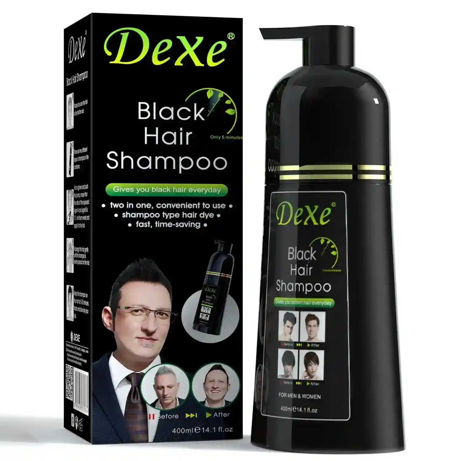 400 ml) dexe black hair shampoo